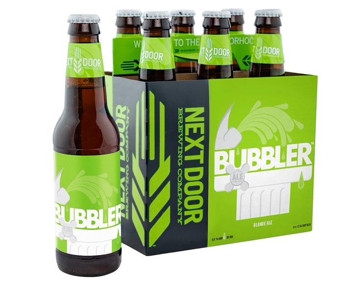 Packaging design for Next Door Brewing's Blonde Ale, Bubbler