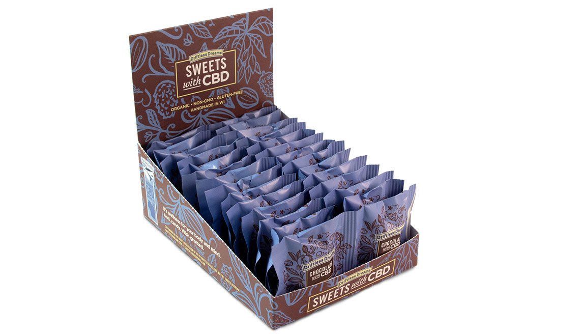 CBD chocolate packaging design for Driftless Dreams