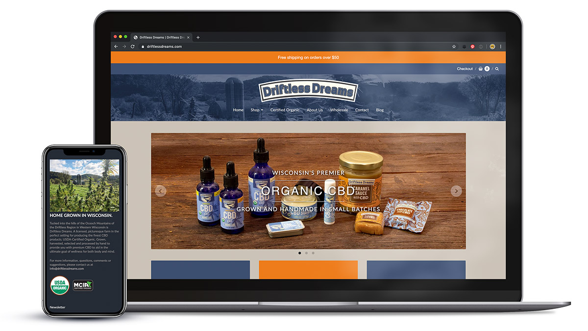 Responsive ecommerce website design for Driftless Dreams