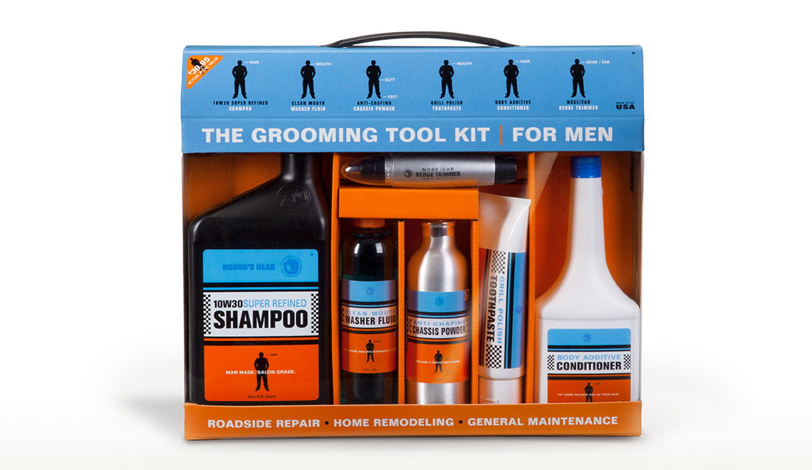 Packaging design for Hounds Head product, The Grooming Tool Kit for Men