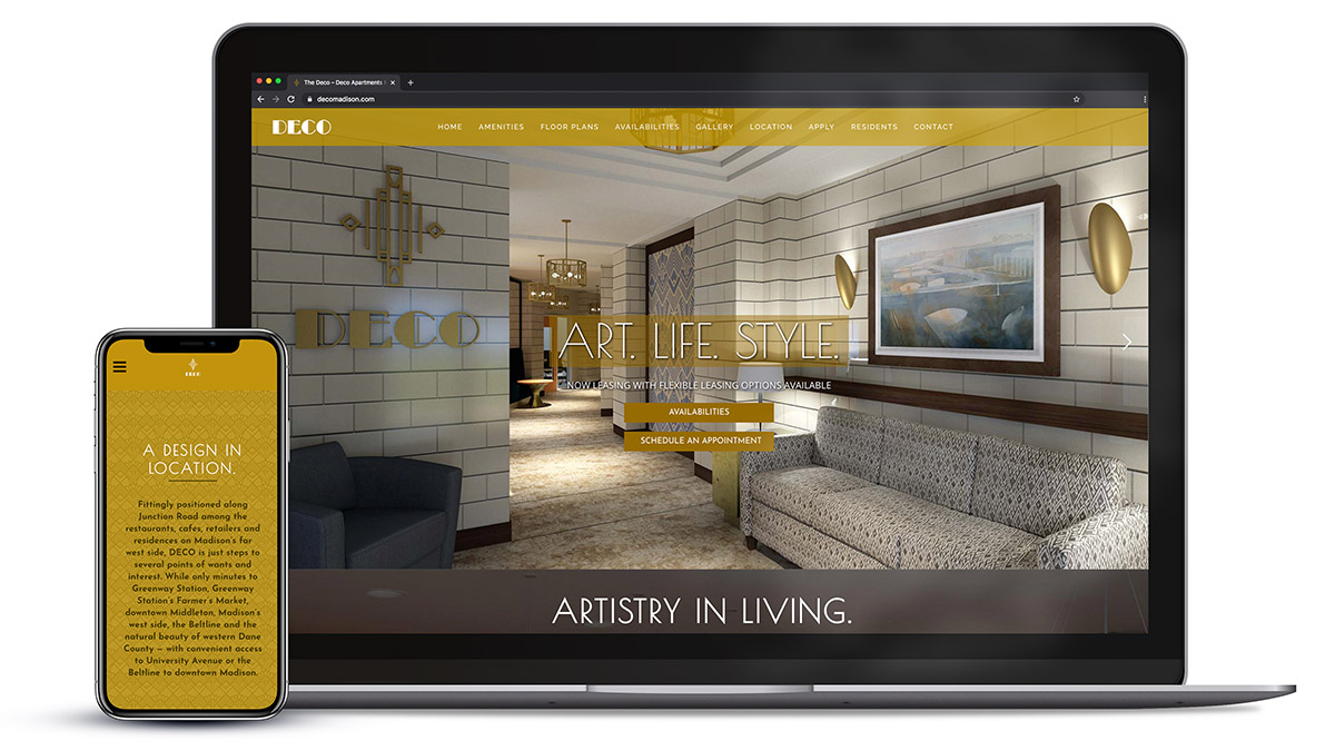 Responsive website design for Deco Apartments