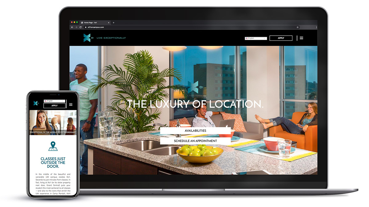 Responsive website design for X01 Luxury Apartments